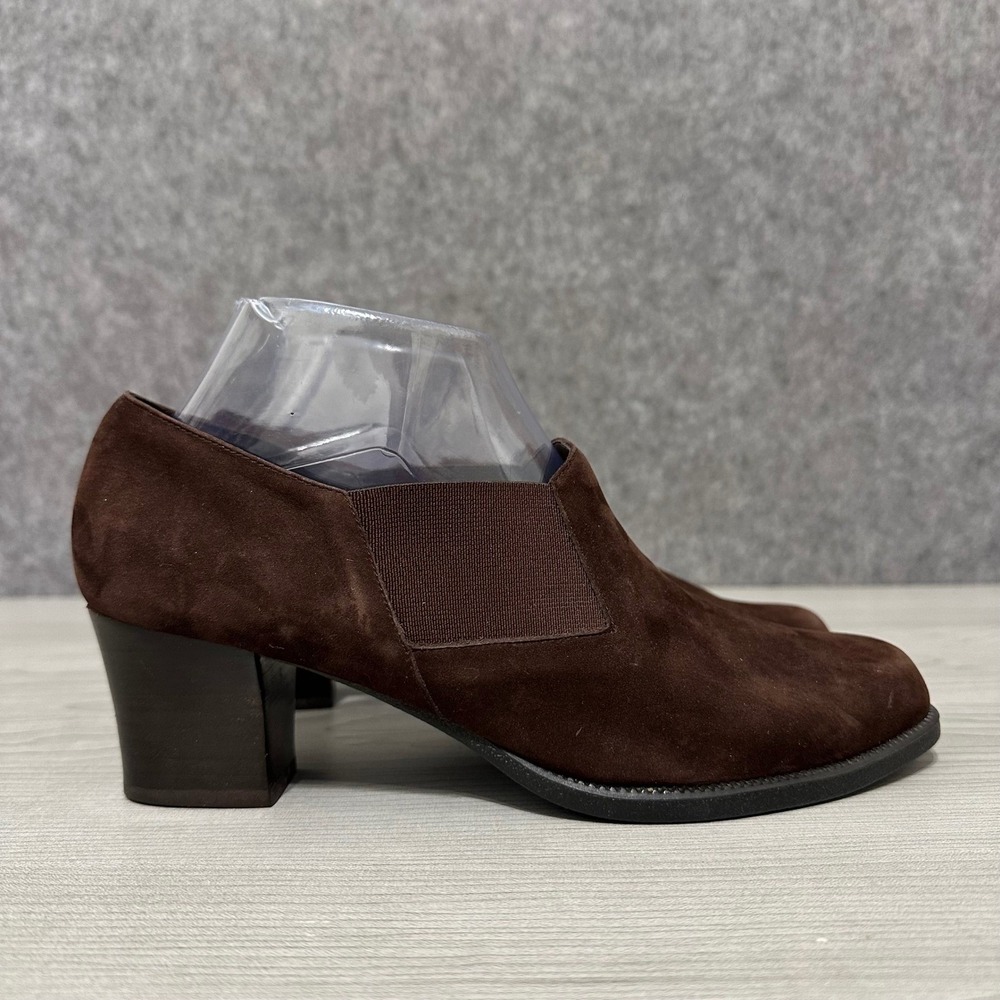 Aerosoles Heel A Copter Brown Suede Slip On Block Heel Ankle Boots Women 8